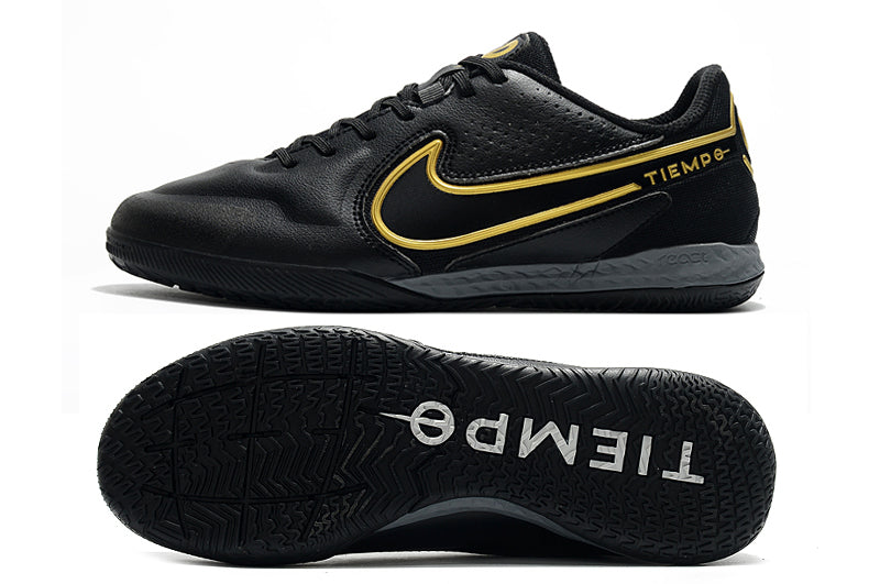 Chuteira Futsal Nike Tiempo Legend 9 Elite IC Preto e Dourado