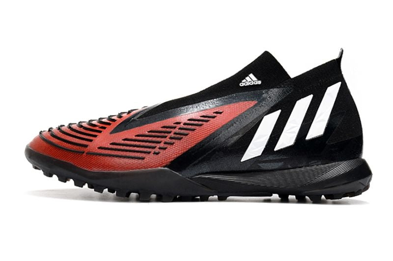 Chuteira Society Adidas Predator Edge+ TF Preta e Vermelha "Custom"