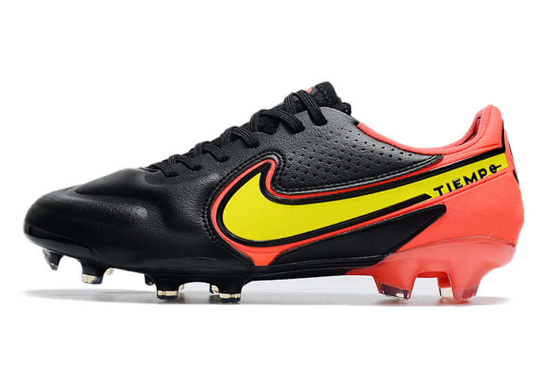 Chuteira Campo Nike Tiempo Legend 9 Elite FG Preta e Laranja