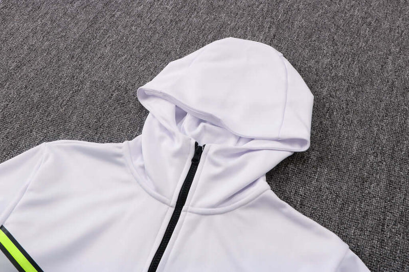 Conjunto de Moletom Nike Sportswear Tech Fleece com Touca Branco e Cinza