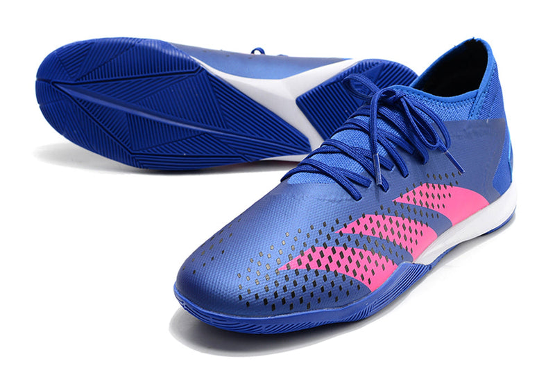 Chuteira Futsal Adidas Predator Accuracy.1 IC Azul e Rosa "Pogba"