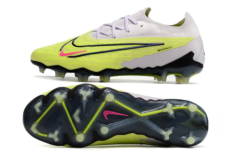 Chuteira Campo Nike Phantom GX Elite FG Branca e Verde "Luminous Pack"