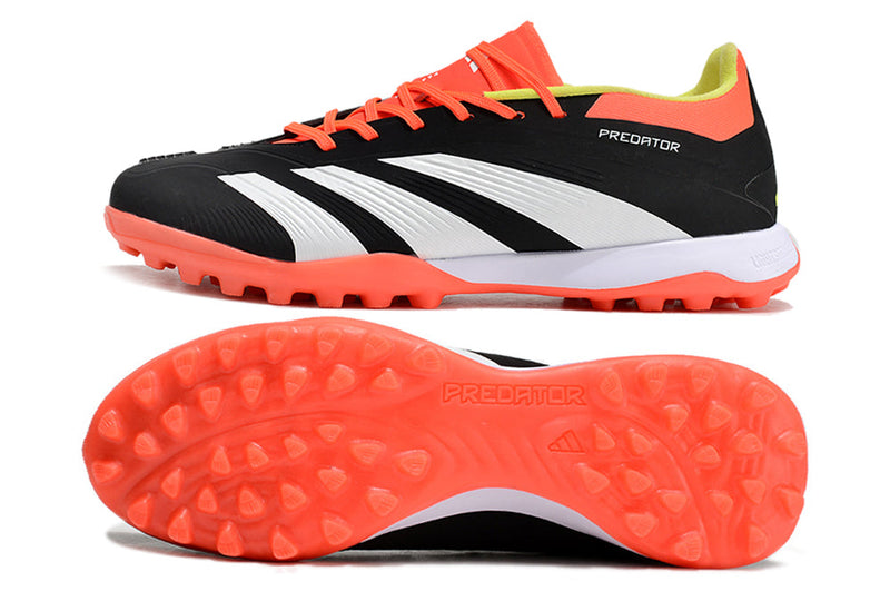 Chuteira Society Adidas Predator Elite TF Preta, Laranja e Branco "Solar Energy"