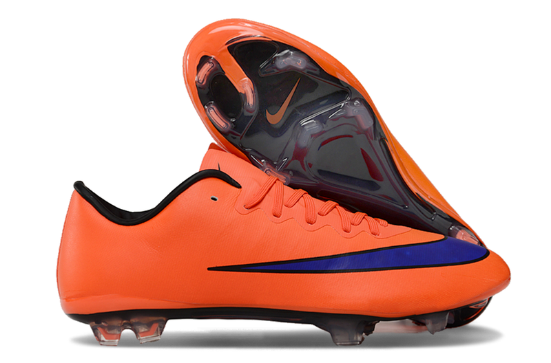 Chuteira Campo Nike Retrô Mercurial Vapor 10 FG Laranja e Azul