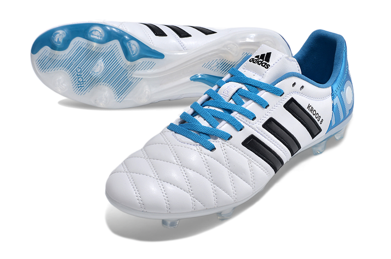 Chuteira Campo Adidas AdiPure 11 Pro FG Branca e Azul "Toni Kroos"