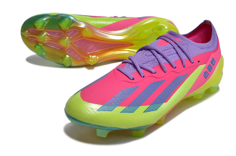 Chuteira Campo Adidas CrazyFast.1 FG Rosa e Verde "Son"