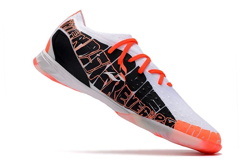 Chuteira Futsal Adidas X Speedportal Messi.1 Laranja e Branca "Balo te Adoro"