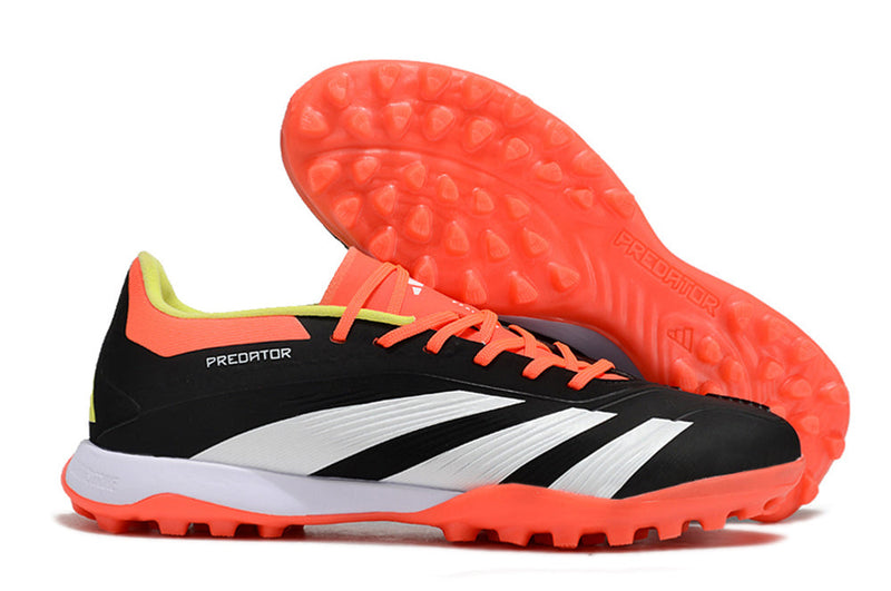 Chuteira Society Adidas Predator Elite TF Preta, Laranja e Branco "Solar Energy"