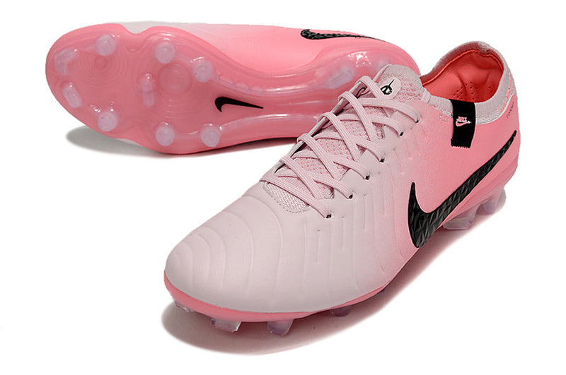 Chuteira Campo Nike Tiempo Legend 10 Elite FG Rosa e Preto "Mad Brilliance Pack"