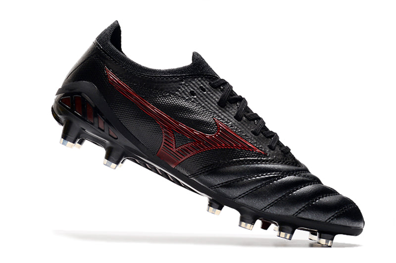 Chuteira Campo Mizuno Morelia Neo 3 FG Preta e Vermelha