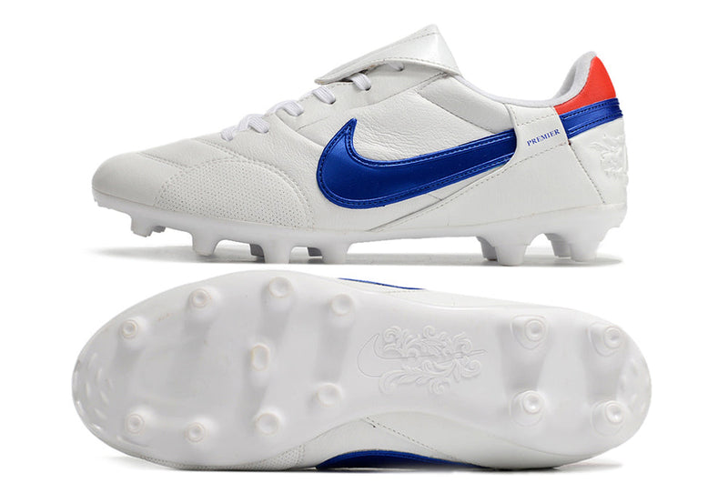 Chuteira Campo Nike Premier 3 FG Branca e Azul "Spring 2023"