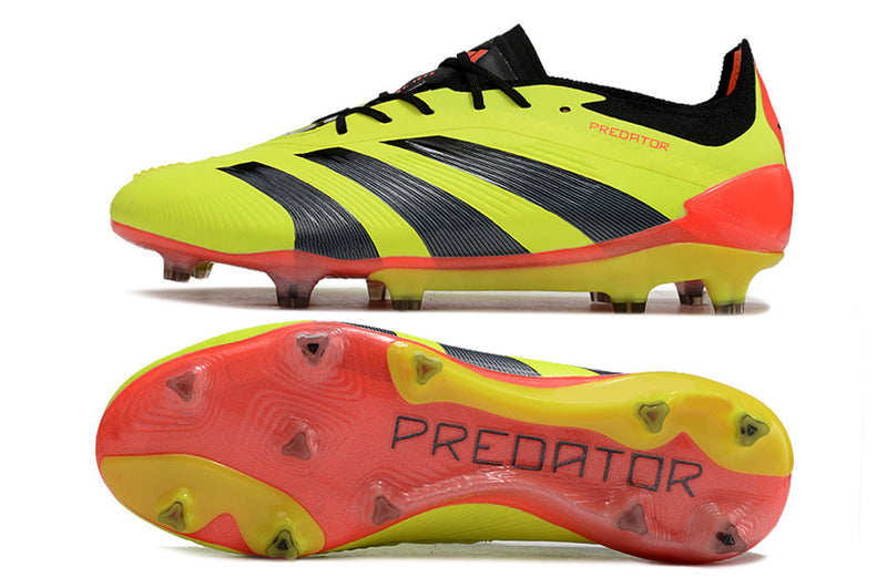 Chuteira Campo Adidas Predator Elite FG Amarelo, Preto e Vermelho "Energy Citrus Pack"