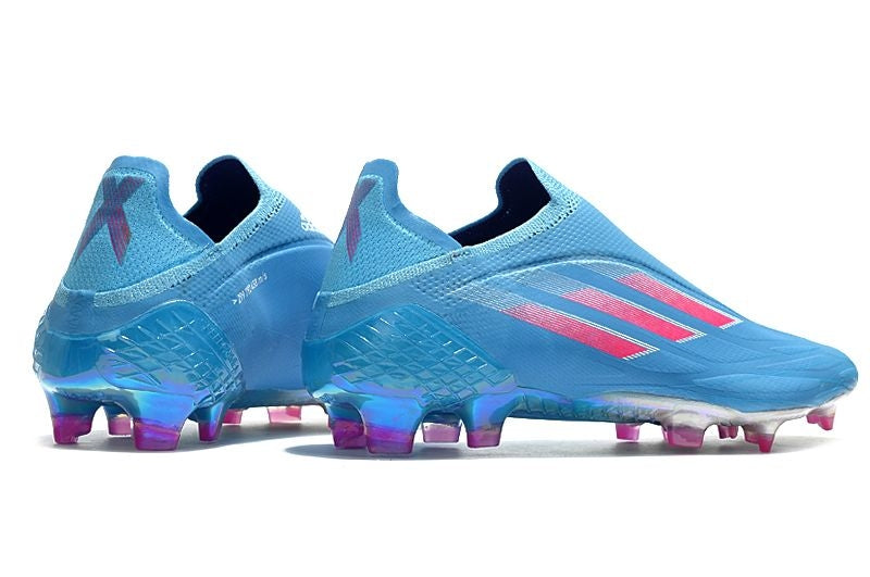 Chuteira Campo Adidas X SpeedFlow+ FG Azul e Rosa "Sapphire Edge Pack"