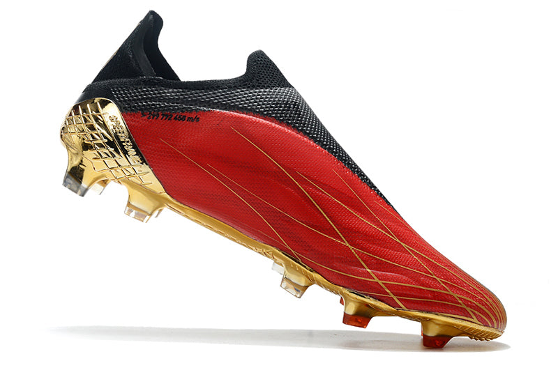 Chuteira Campo Adidas X Speedflow+ FG Vermelho e Dourado "Showdown Pack"