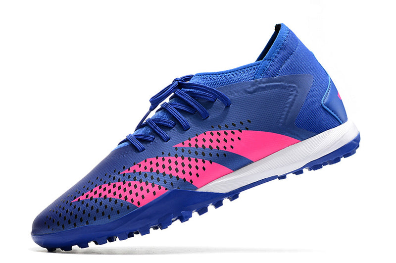 Chuteira Society Adidas Predator Accuracy.1 TF Azul e Rosa "Pogba"