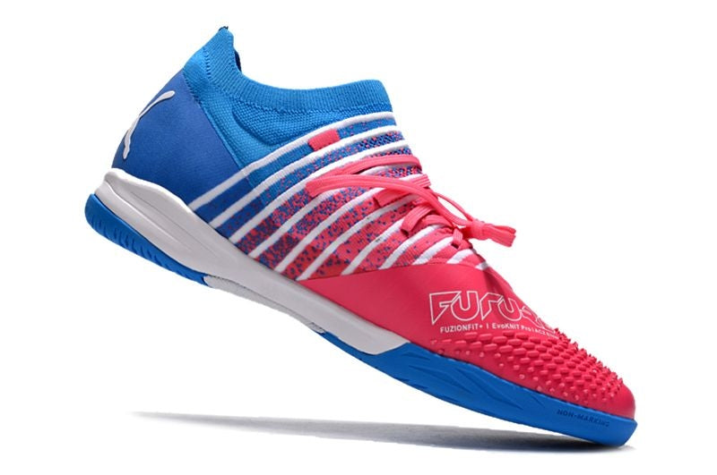 Chuteira Futsal Puma Future Z 1.3 IC Azul e Rosa