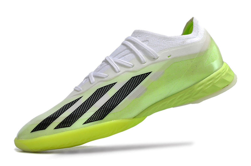 Chuteira Futsal Adidas X Crazyfast.1 IC Branca e Verde "Crazyrush Pack"