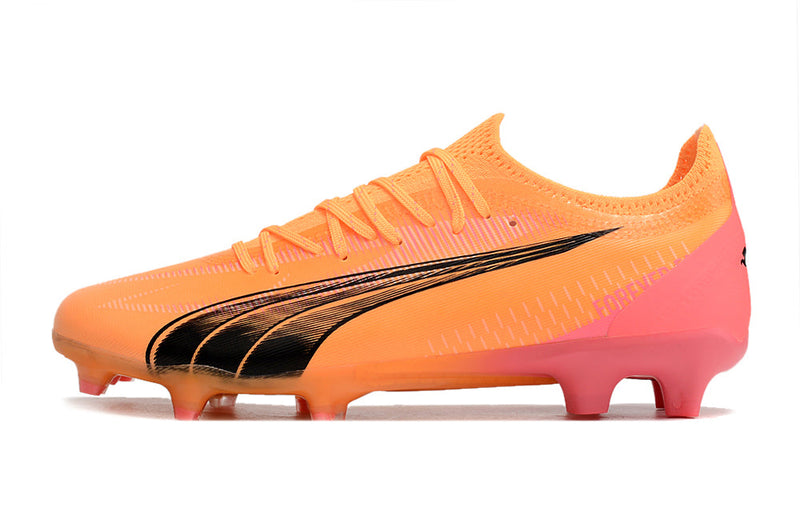 Chuteira Campo Puma Ultra Ultimate FG Laranja e Rosa "Forever Faster Pack"