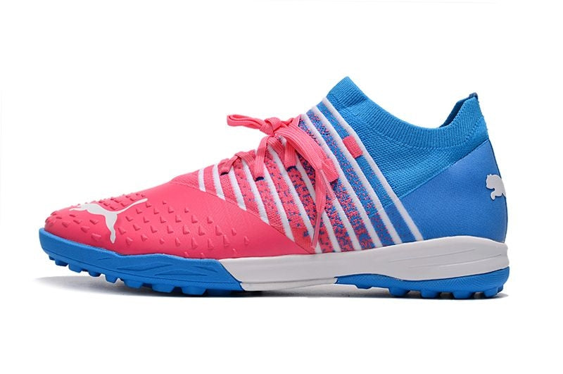 Chuteira Society Puma Future Z 1.3 TF Azul e Rosa