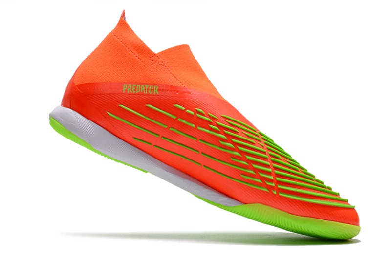 Chuteira Futsal Adidas Predator Edge+ IC Laranja e Verde "Game Data Pack"