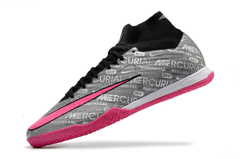 Chuteira Futsal Nike Air Zoom Mercurial Superfly 9 Elite IC Prata e Rosa "Anniversary Pack"