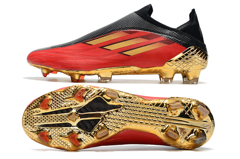 Chuteira Campo Adidas X Speedflow+ FG Vermelho e Dourado "Showdown Pack"