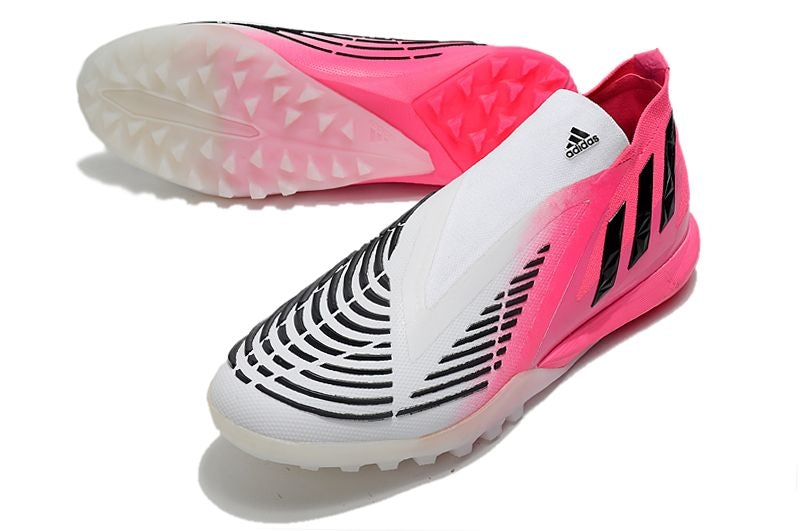 Chuteira Society Adidas Predator Edge+ TF Branca e Rosa "Beckham"