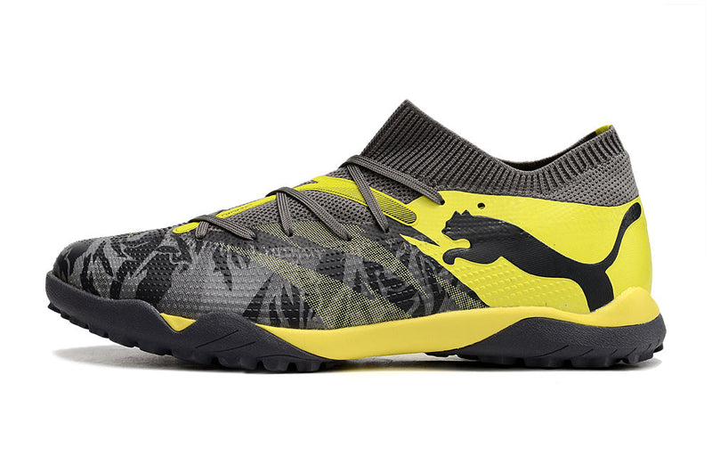 Chuteira Society Puma Future 7 TF Preta e Verde "Rush Pack"