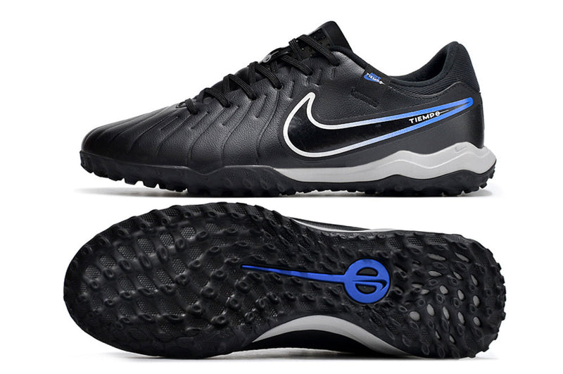 Chuteira Society Nike Tiempo Legend 10 Pro TF Preta e Azul "Shadow Pack"