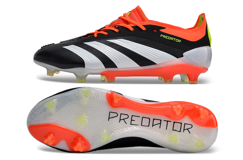 Chuteira Campo Adidas Predator Elite FG Preta, Laranja e Branco "Solar Energy"