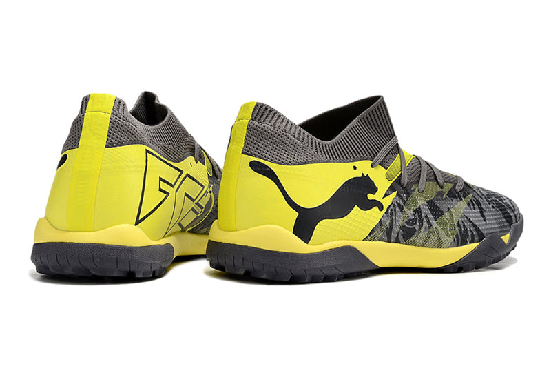 Chuteira Society Puma Future 7 TF Preta e Verde "Rush Pack"