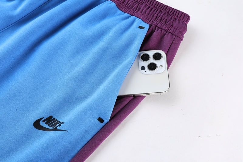 Conjunto de Moletom Nike Sportswear Tech Fleece com Touca Roxo e Azul