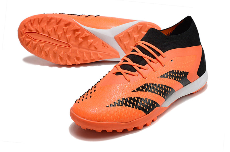 Chuteira Society Adidas Predator Accuracy.1 TF Preta e Laranja "Heatspawn Pack"