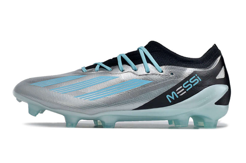 Chuteira Campo Adidas CrazyFast Messi.1 FG Prata e Azul "Infinito"