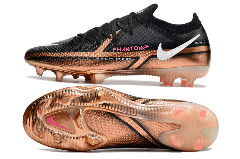 Chuteira Campo Nike Phantom GT2 Elite FG Preta e Cobre "Generation Pack"