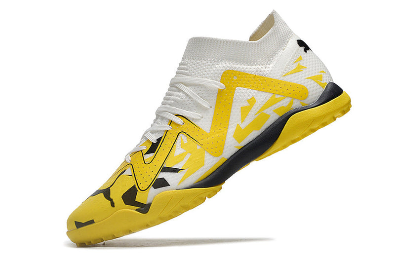 Chuteira Society Puma Future Ultimate TF Amarela e Cinza "Voltage Pack"