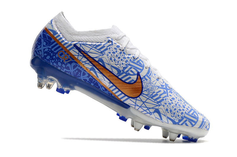 Chuteira Campo Nike Air Zoom Mercurial Vapor 15 Elite Ponta de Aluminio Azul "CR7"