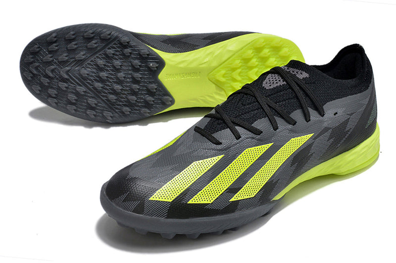 Chuteira Society Adidas X Crazyfast.1 TF Preta e Verde "Crazycharged Pack"