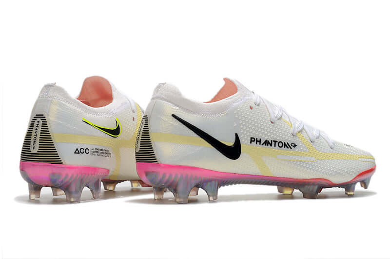 Chuteira Campo Nike Phantom GT2 Elite FG Branca e Amarelo "Rawdacious Pack"