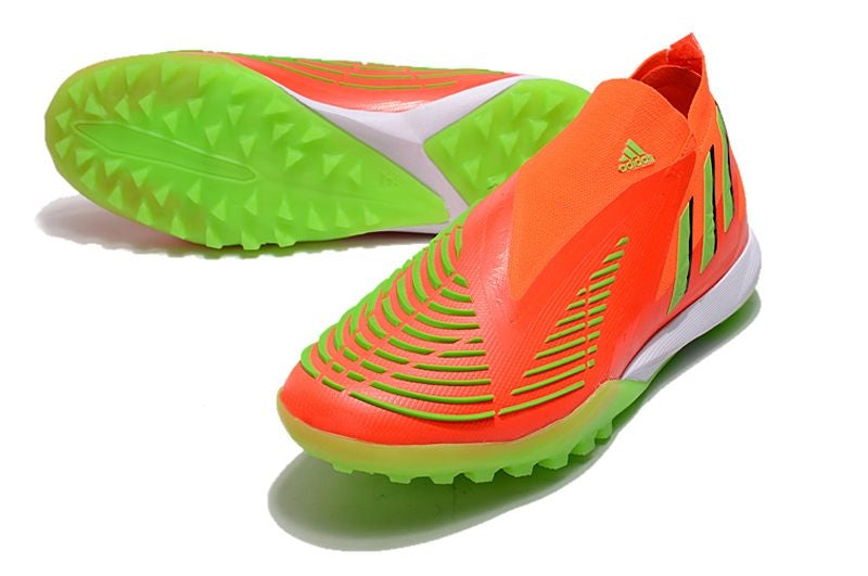 Chuteira Society Adidas Predator Edge+ TF Laranja e Verde "Game Data Pack"