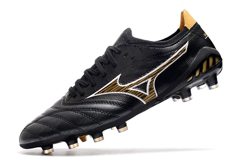 Chuteira Campo Mizuno Morelia Neo 3 FG Preta e Dourada