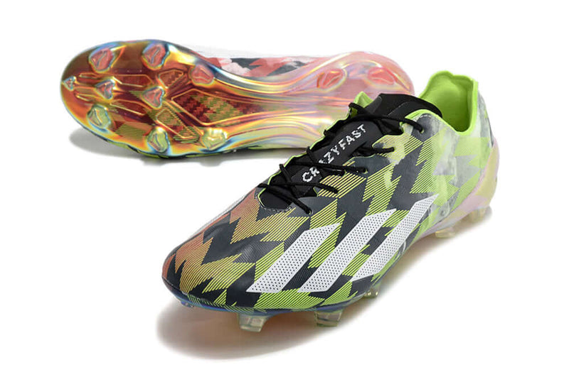 Chuteira Campo Adidas X Crazyfast+ FG Vermelha e Verde "CrazyLight"