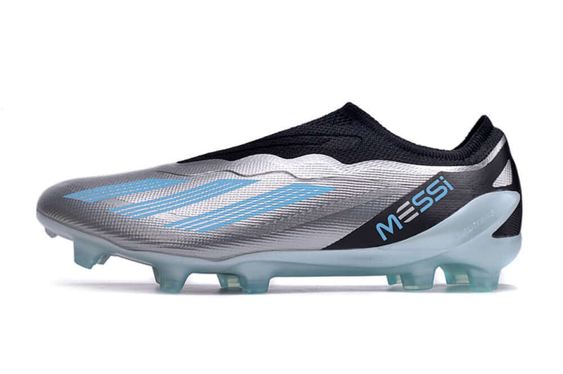 Chuteira Campo Adidas CrazyFast Messi.1 FG Prata e Azul "Infinito"