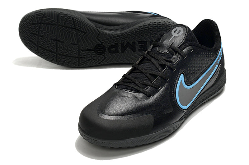 Chuteira Futsal Nike Tiempo Legend 9 Elite IC Preta e Azul "Renew Pack"