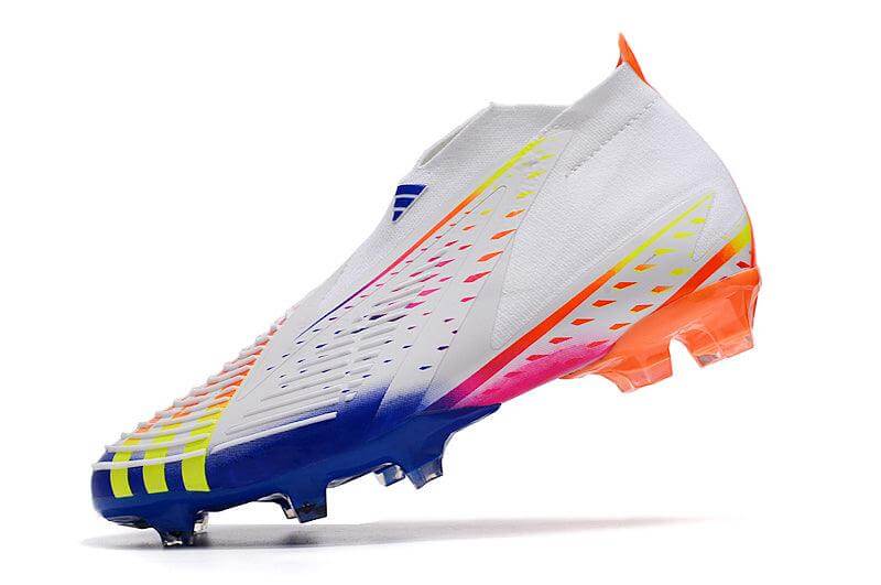 Chuteira Campo Adidas Predator Edge+ FG Branca e Colorida "Al Rihla Pack"