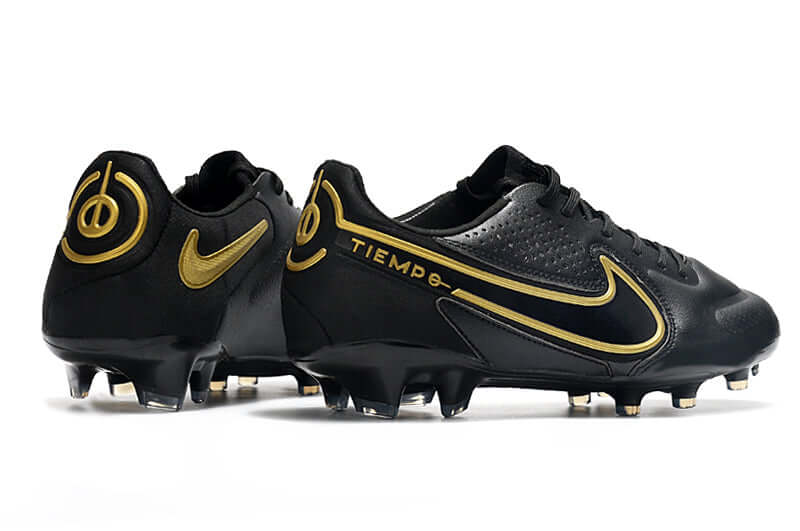 Chuteira Campo Nike Tiempo Legend 9 Elite FG Preta e Dourada "Shadow Pack"