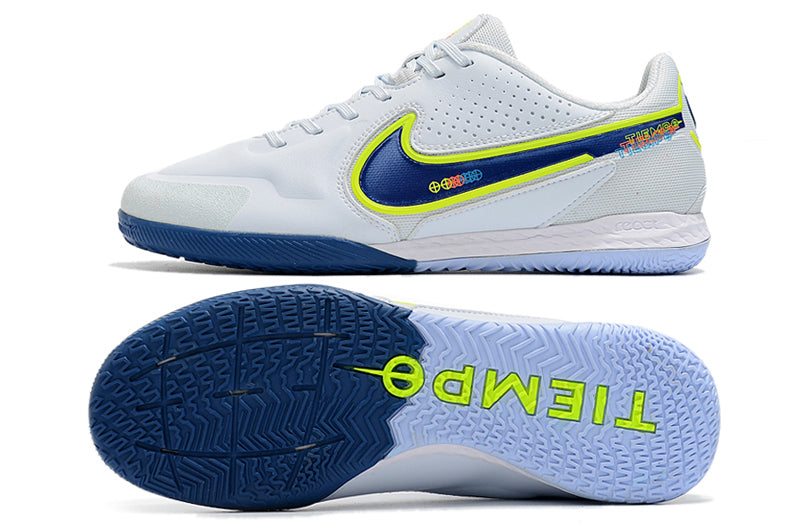 Chuteira Futsal Nike Tiempo Legend 9 Elite IC Branca e Azul "Progress Pack"