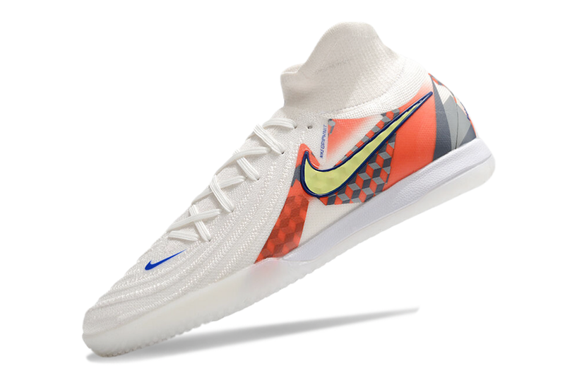 Chuteira Futsal Nike Phantom Luna 2 Elite IC Branca, Cinza e Vermelho "Barna Pack"