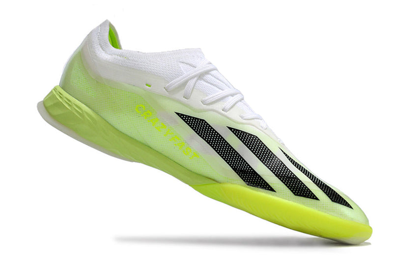 Chuteira Futsal Adidas X Crazyfast.1 IC Branca e Verde "Crazyrush Pack"