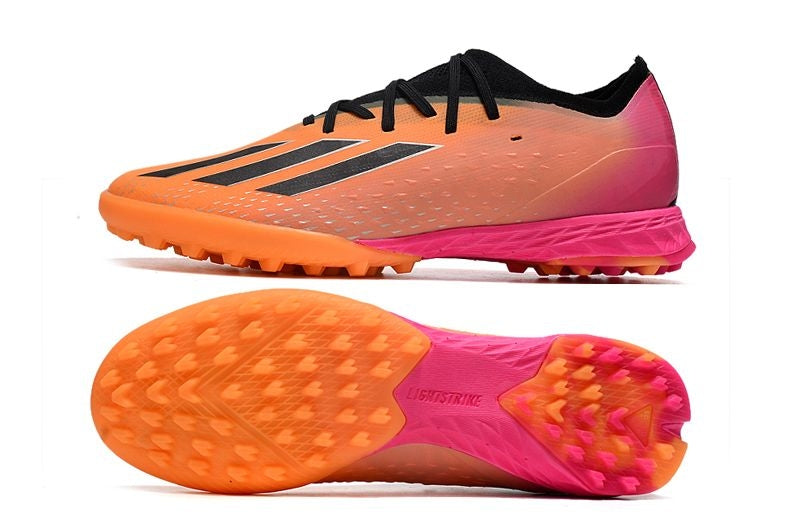 Chuteira Society Adidas X SpeedPortal.1 TF Laranja, Rosa e Preto